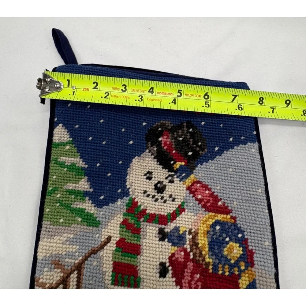 Vintage Needlepoint Tapestry Christmas Stocking Holiday Snowman Let It‎ Snow